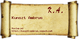 Kunszt Ambrus névjegykártya